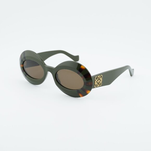 Loewe LW40091I 96E Sunglasses Havanan/Green Oval Frame  display picture 1